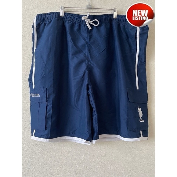U.S Polo Assn Blue and White Swim Trunks - Picture 1 of 8